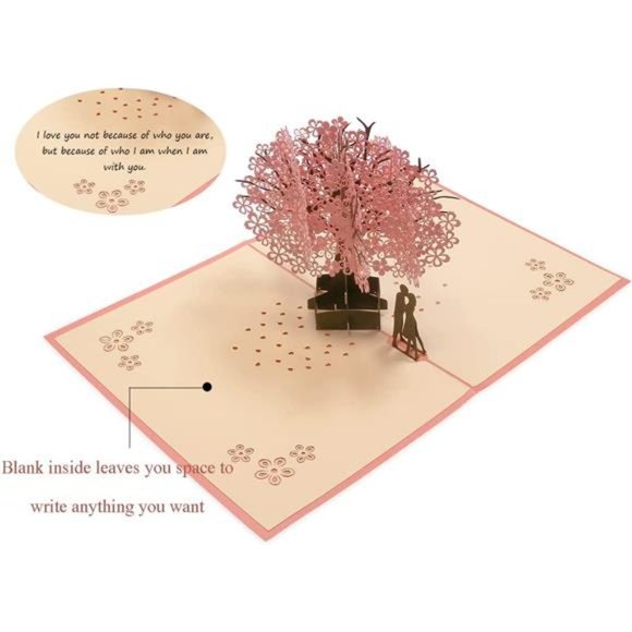 Handmade Cherry Blossom Card Pop Up 3D Flower Card Romantic Love Letter Greeting - Picture 6 of 7